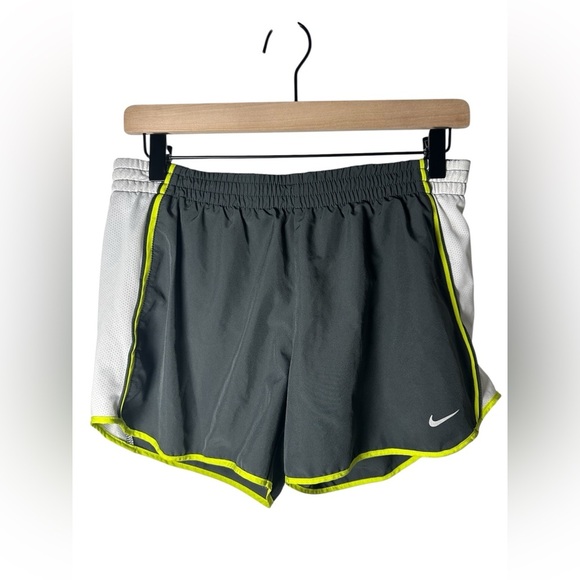 Nike Dri-FIT Tempo Running Shorts Gray White Neon Trim Women’s Size M - Picture 3 of 9